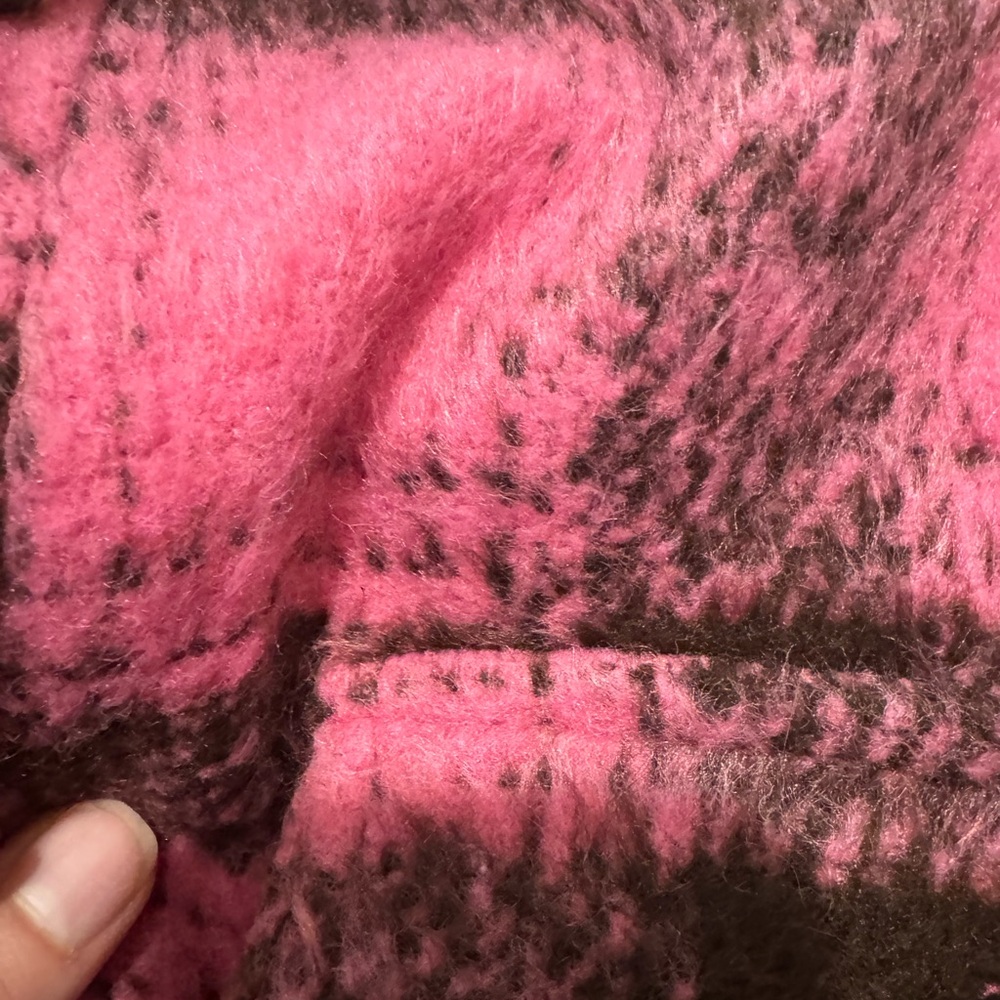 Pink and brown plaid button down jacket - Picture 4 of 4